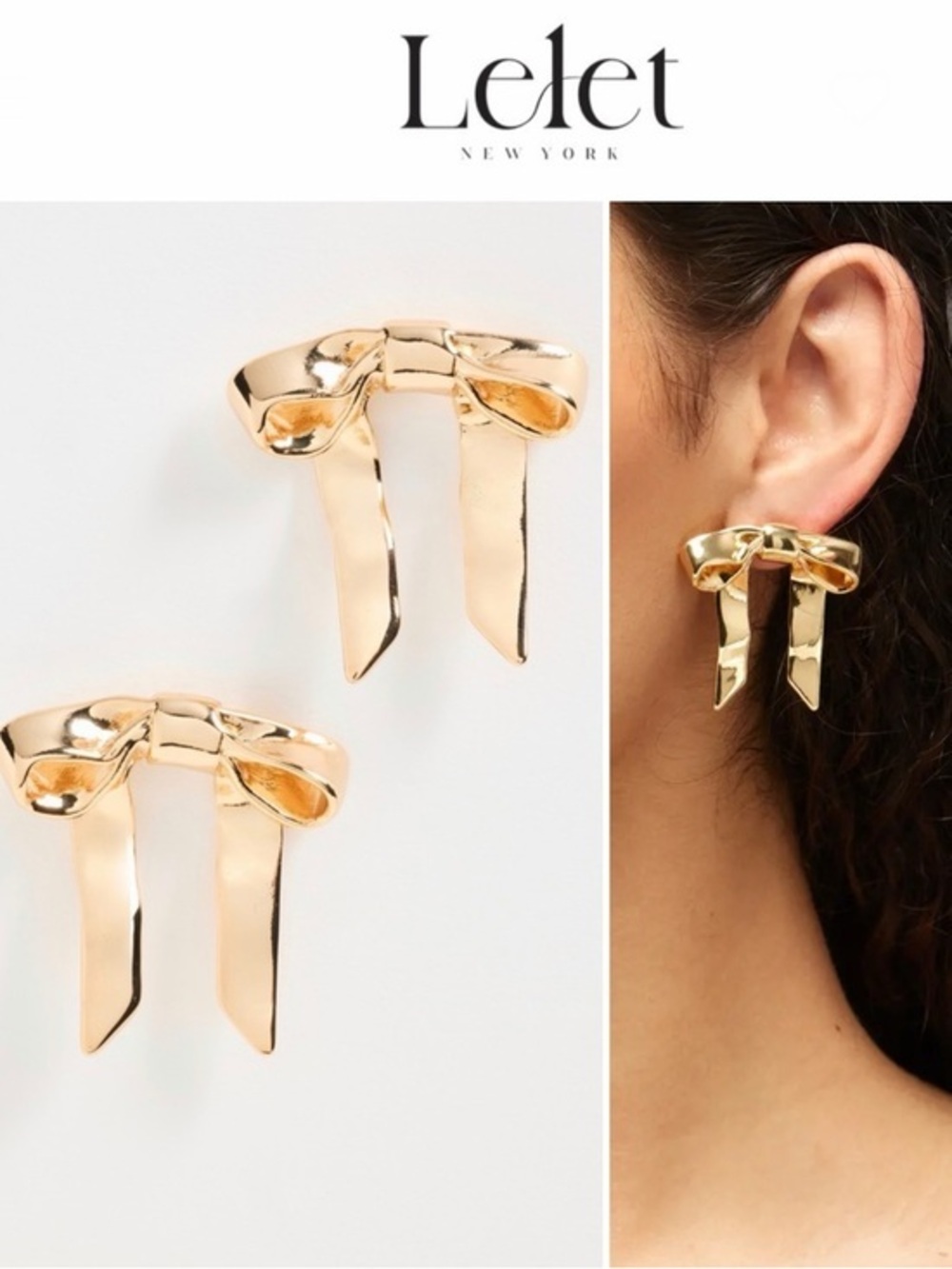 Lelet NY Mary Jane Bow Earrings Gold 148$